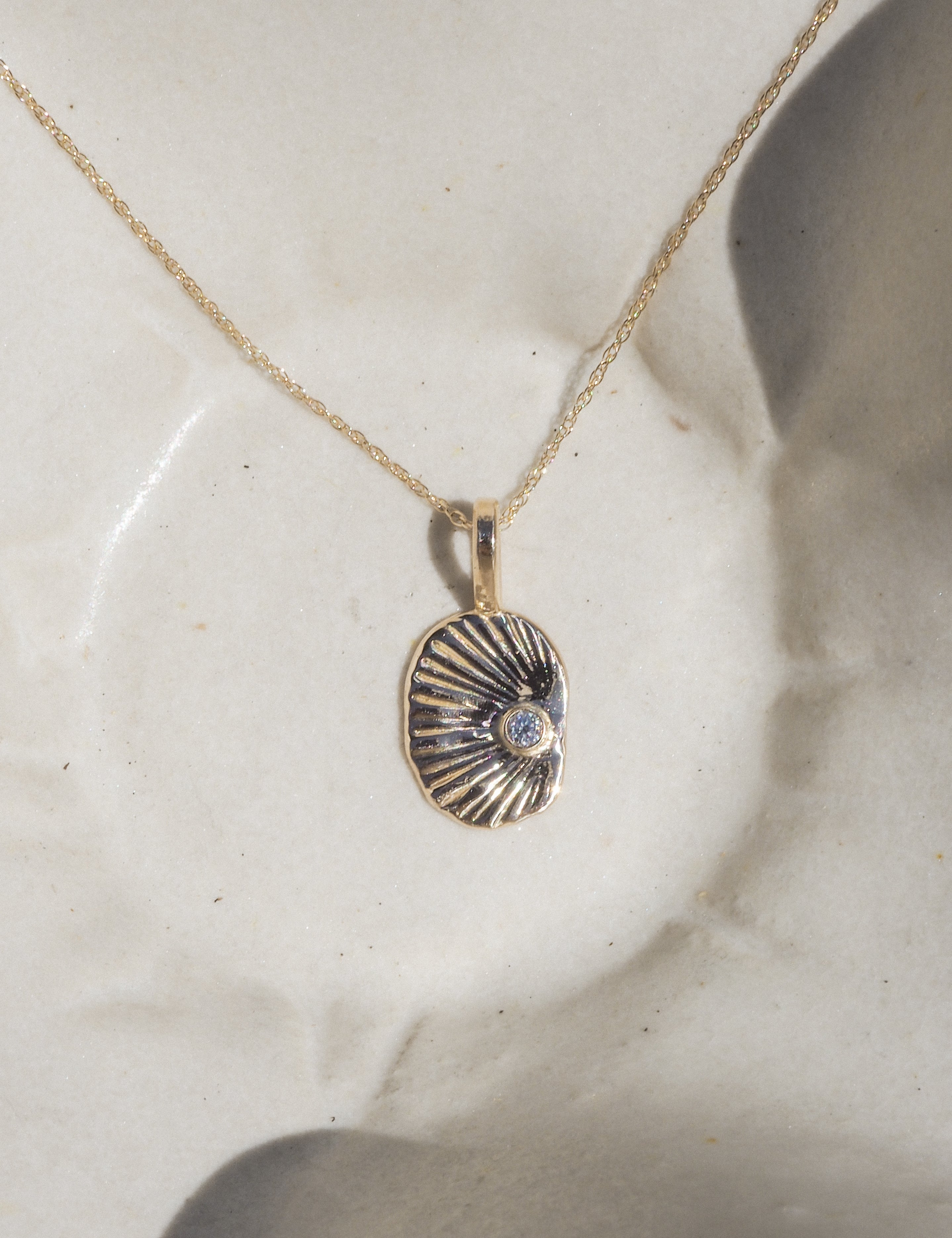 14k diamond starburst charm