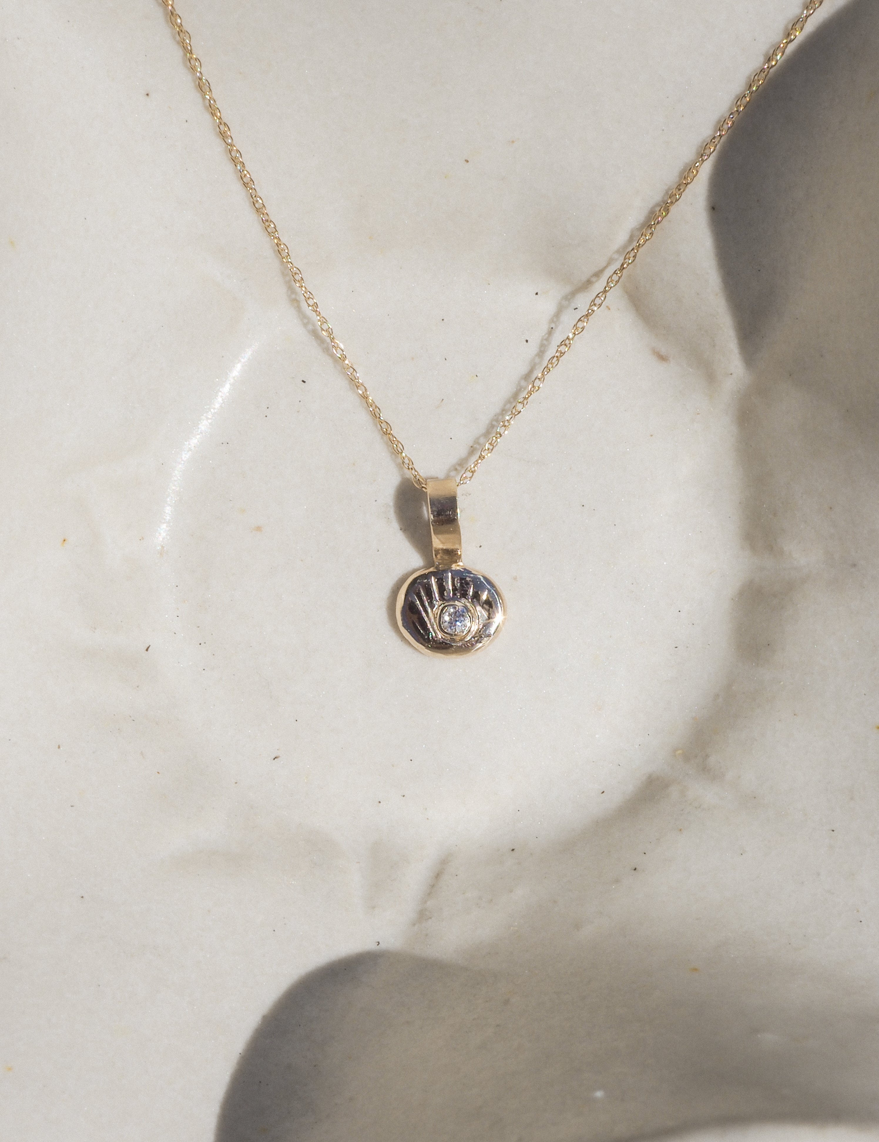 14k diamond starburst charm | small
