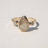 rose cut pear & sparkle diamond ring