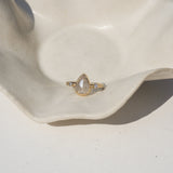 rose cut pear & sparkle diamond ring