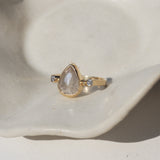 rose cut pear & sparkle diamond ring