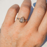 rose cut pear & sparkle diamond ring