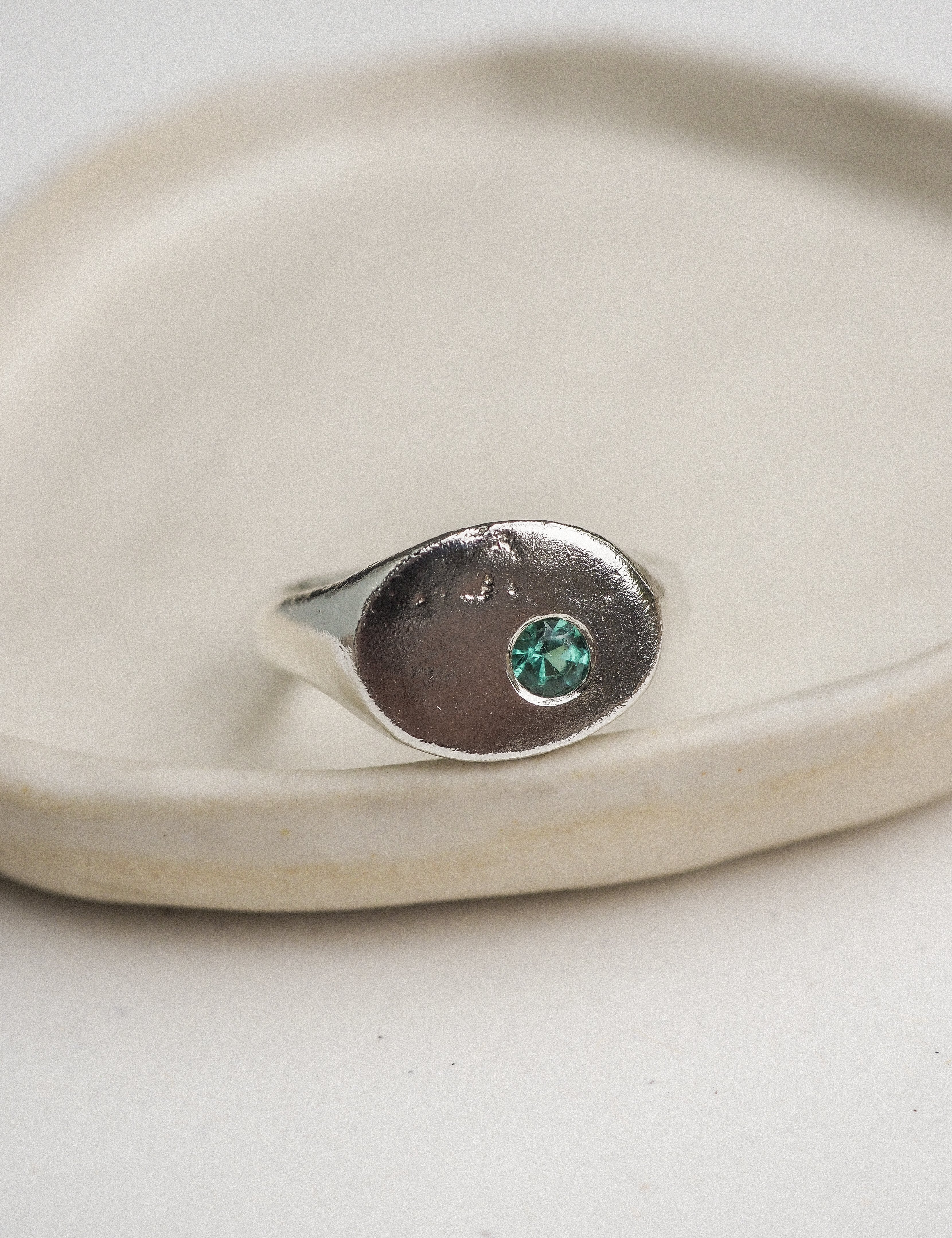 silver signet gemstone ring