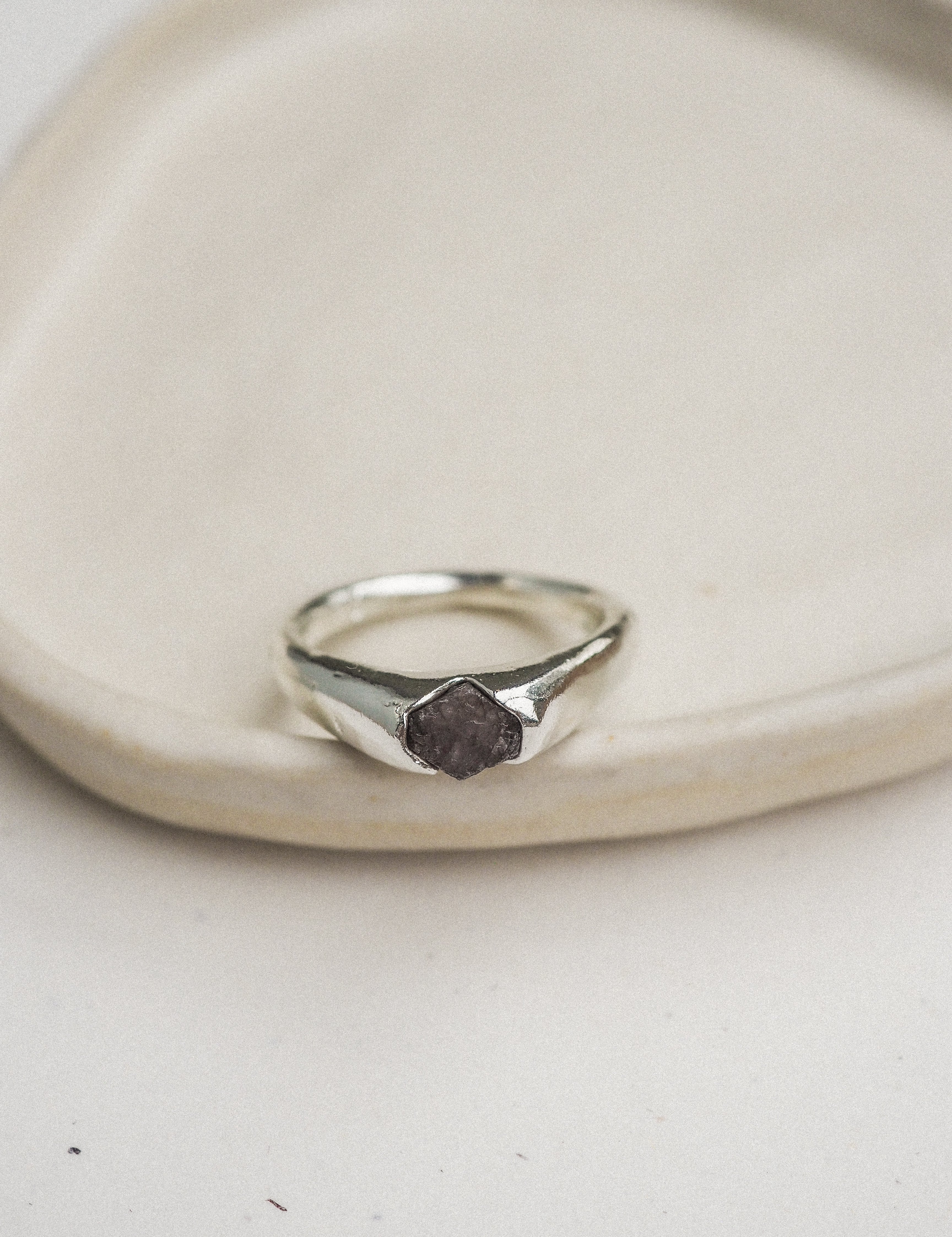 silver sapphire set-in-stone rings