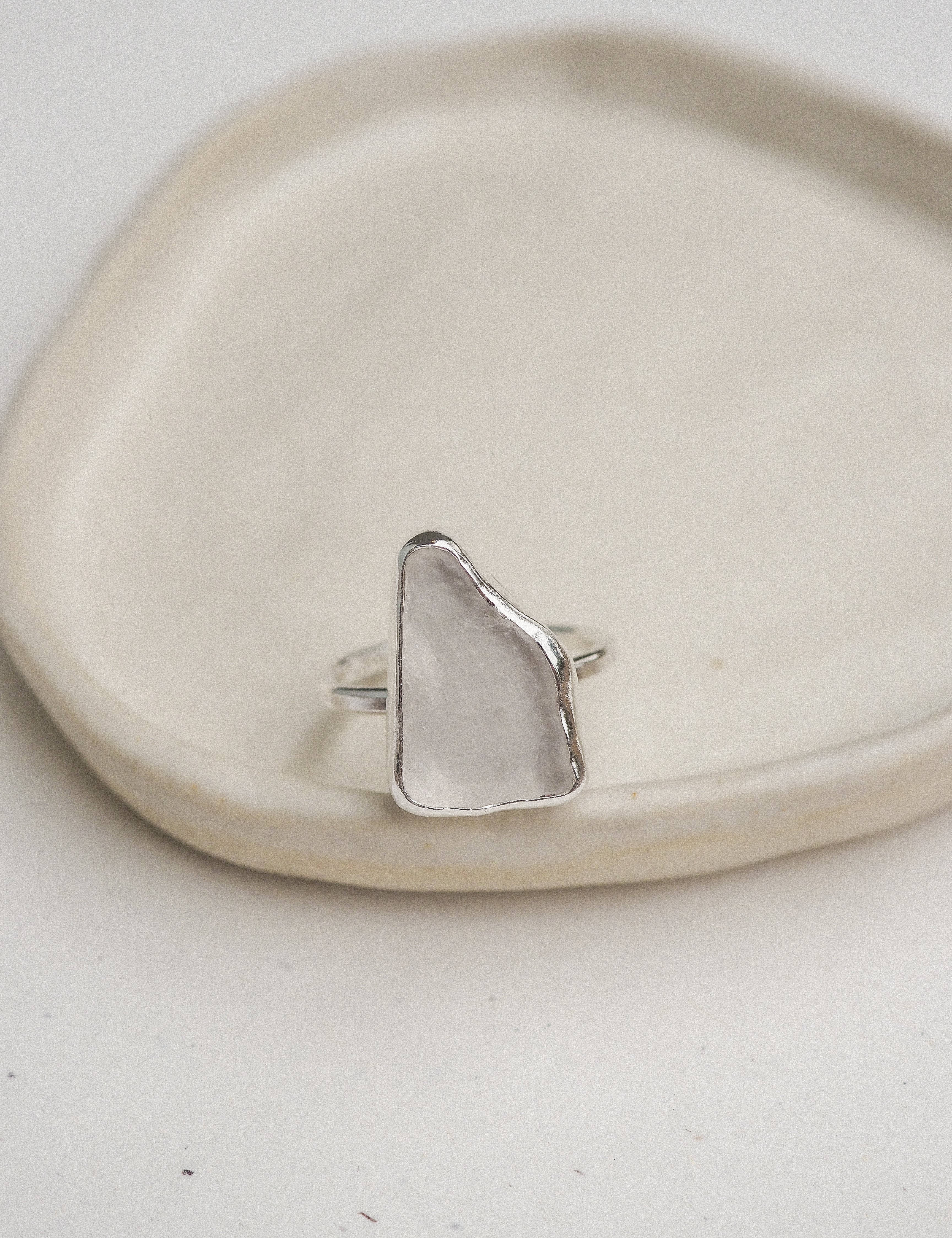silver sea glass rings