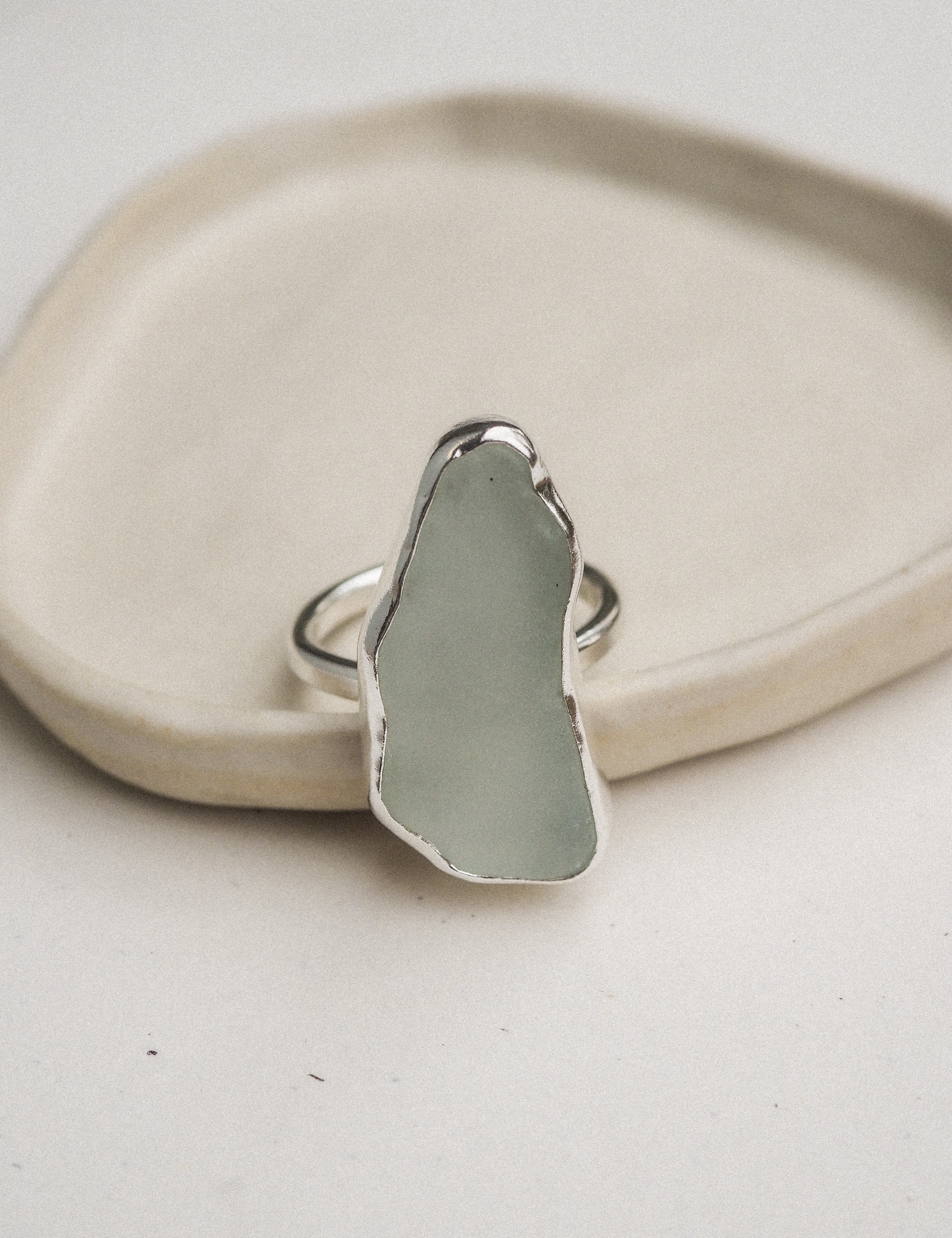 silver sea glass rings