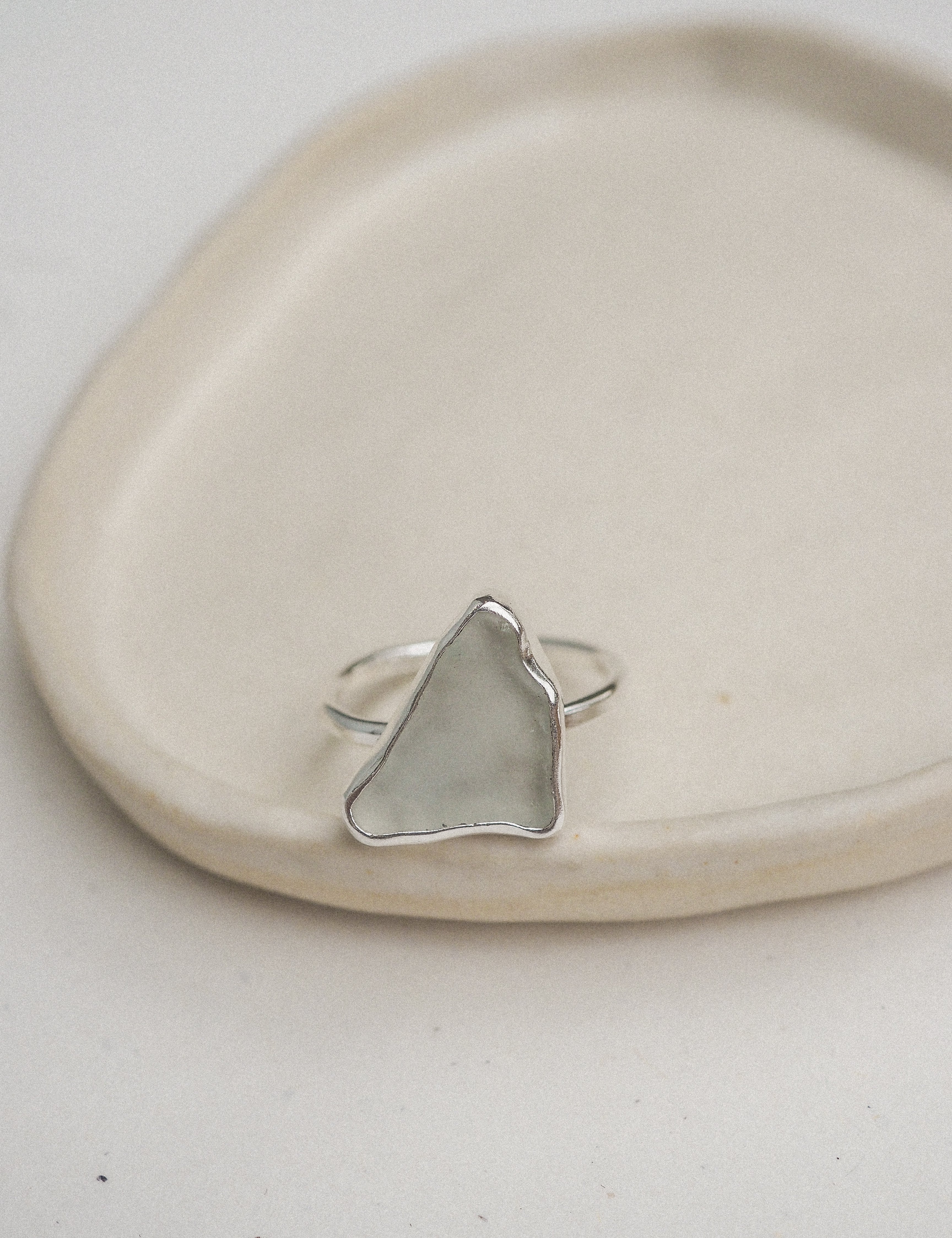 silver sea glass rings