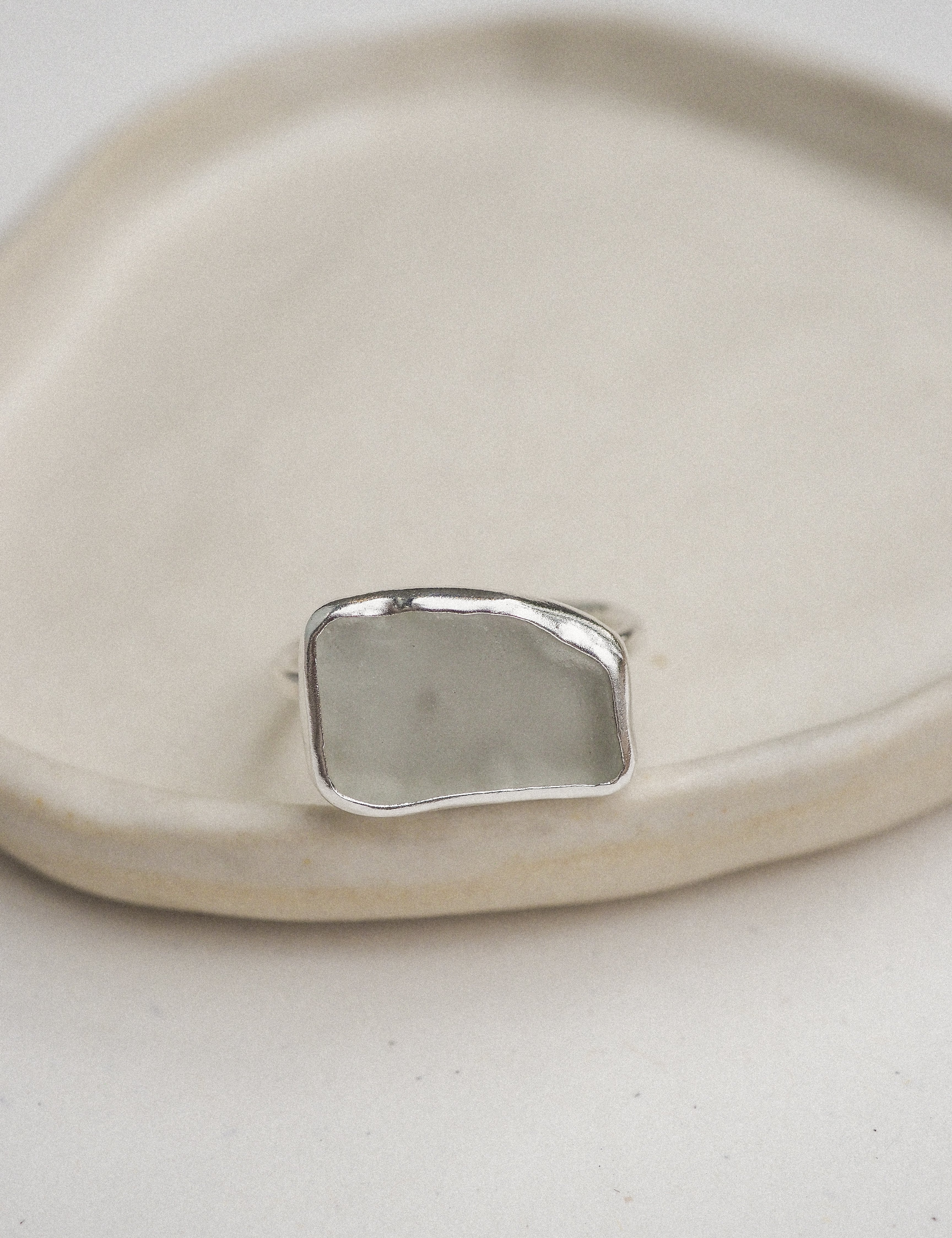 silver sea glass rings