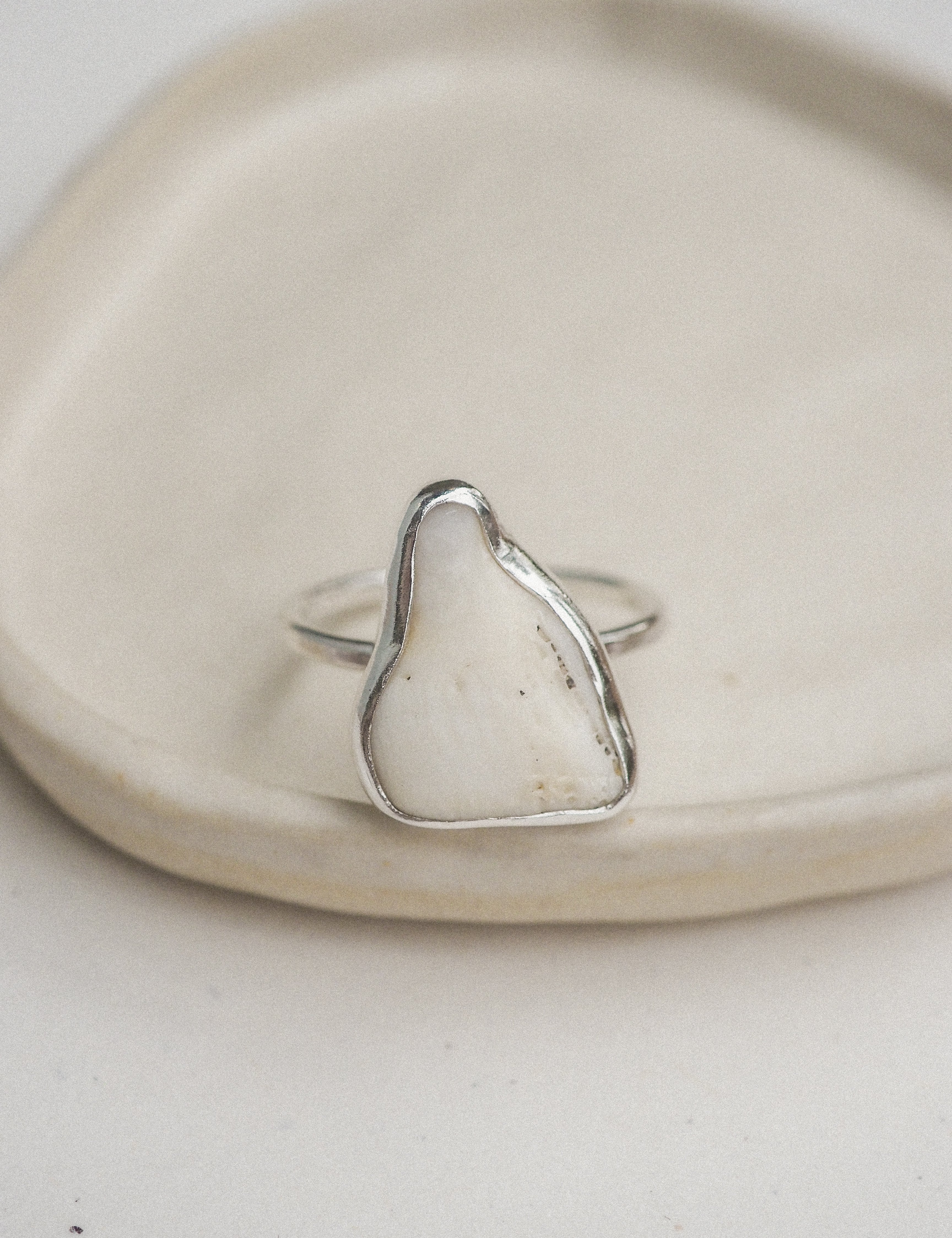 silver sea glass rings