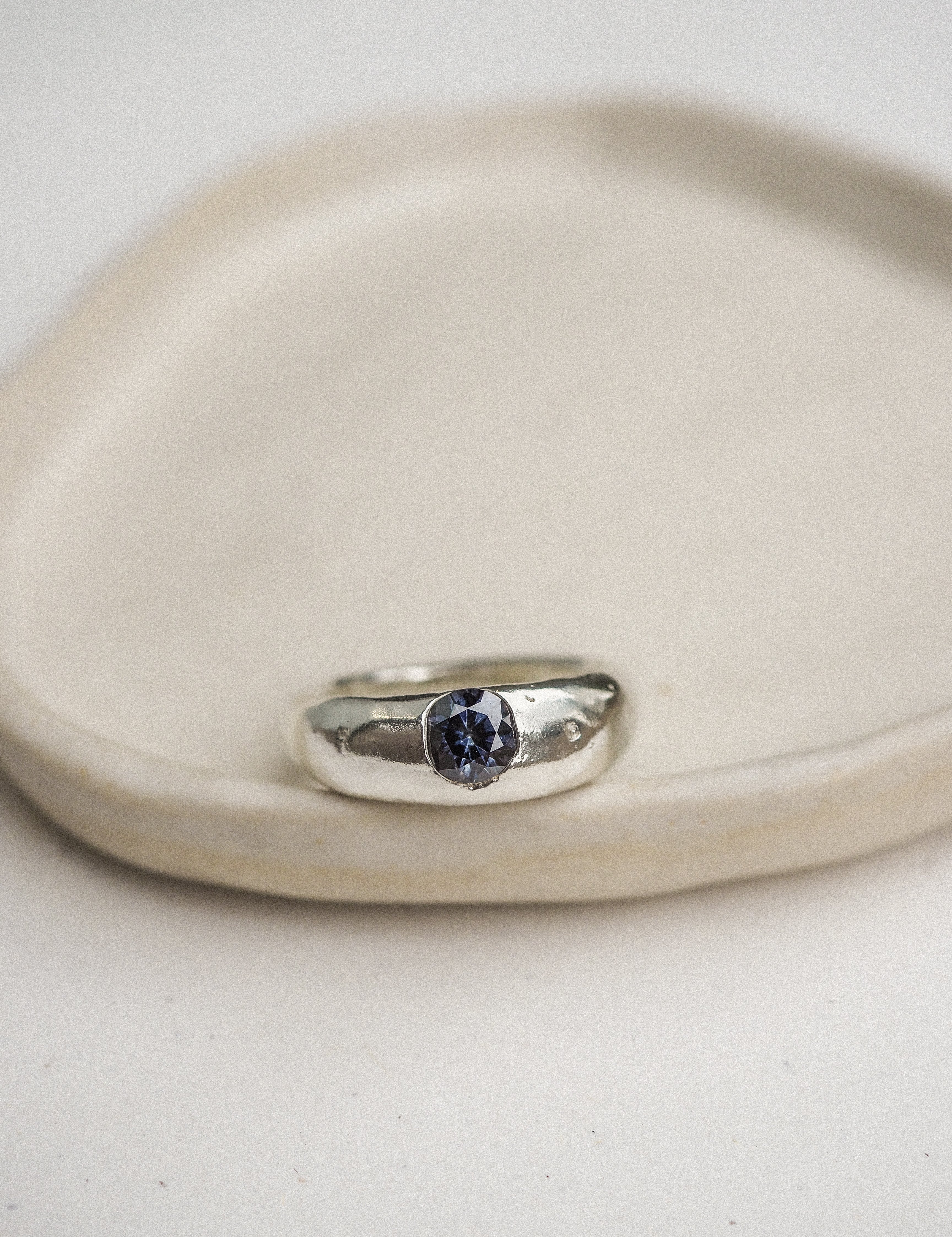 silver wide set-in-stone rings