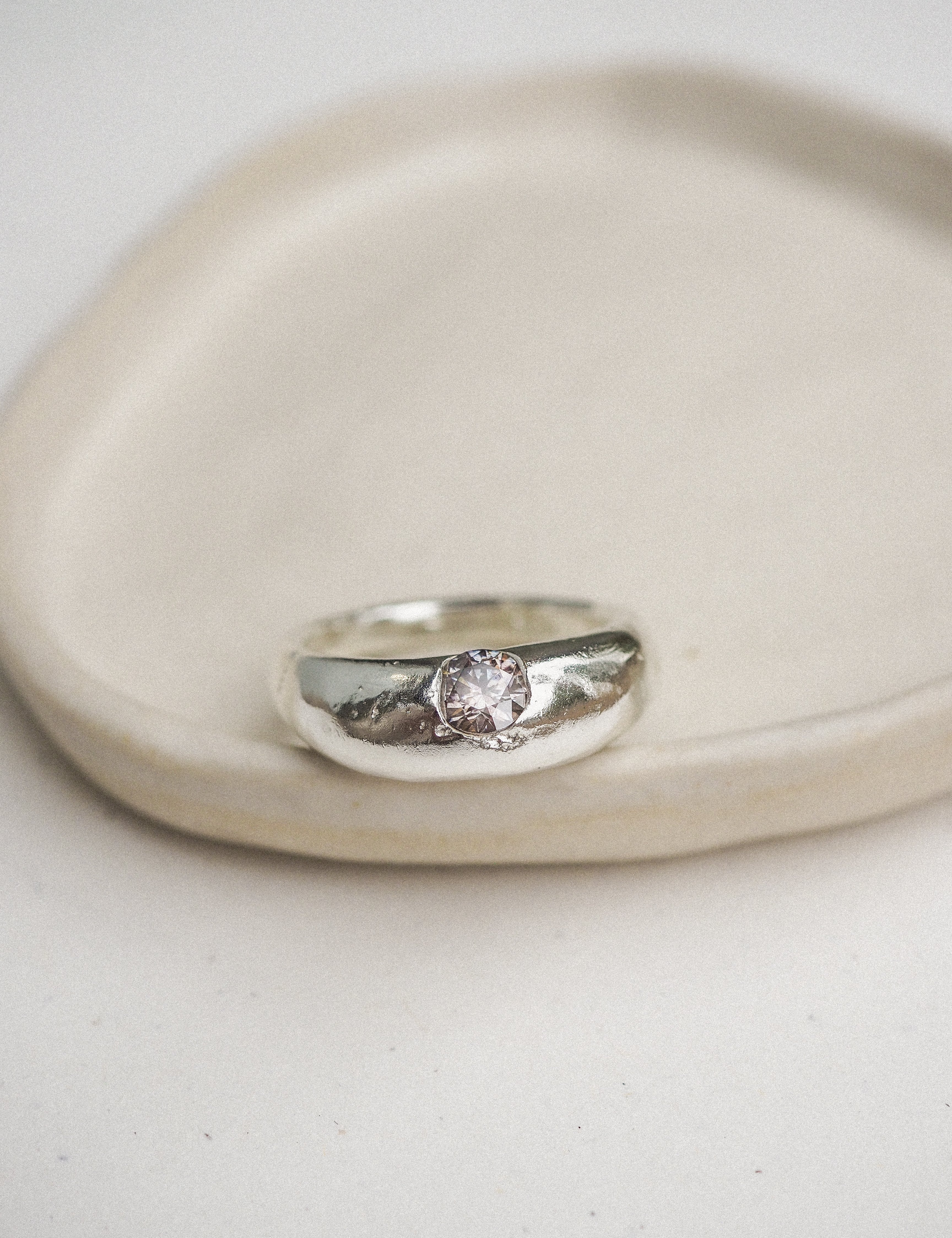 silver wide set-in-stone rings