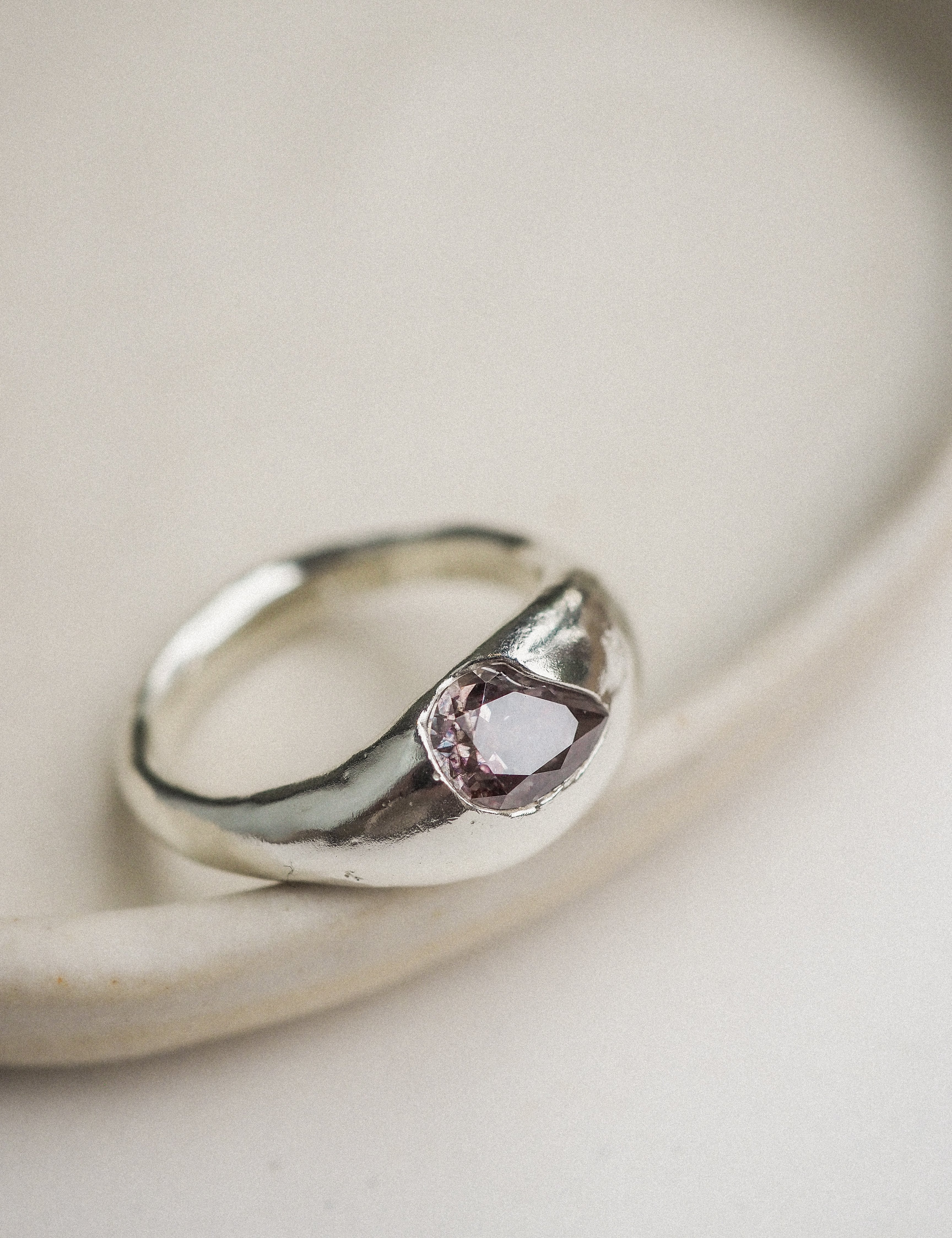 silver wide set-in-stone rings