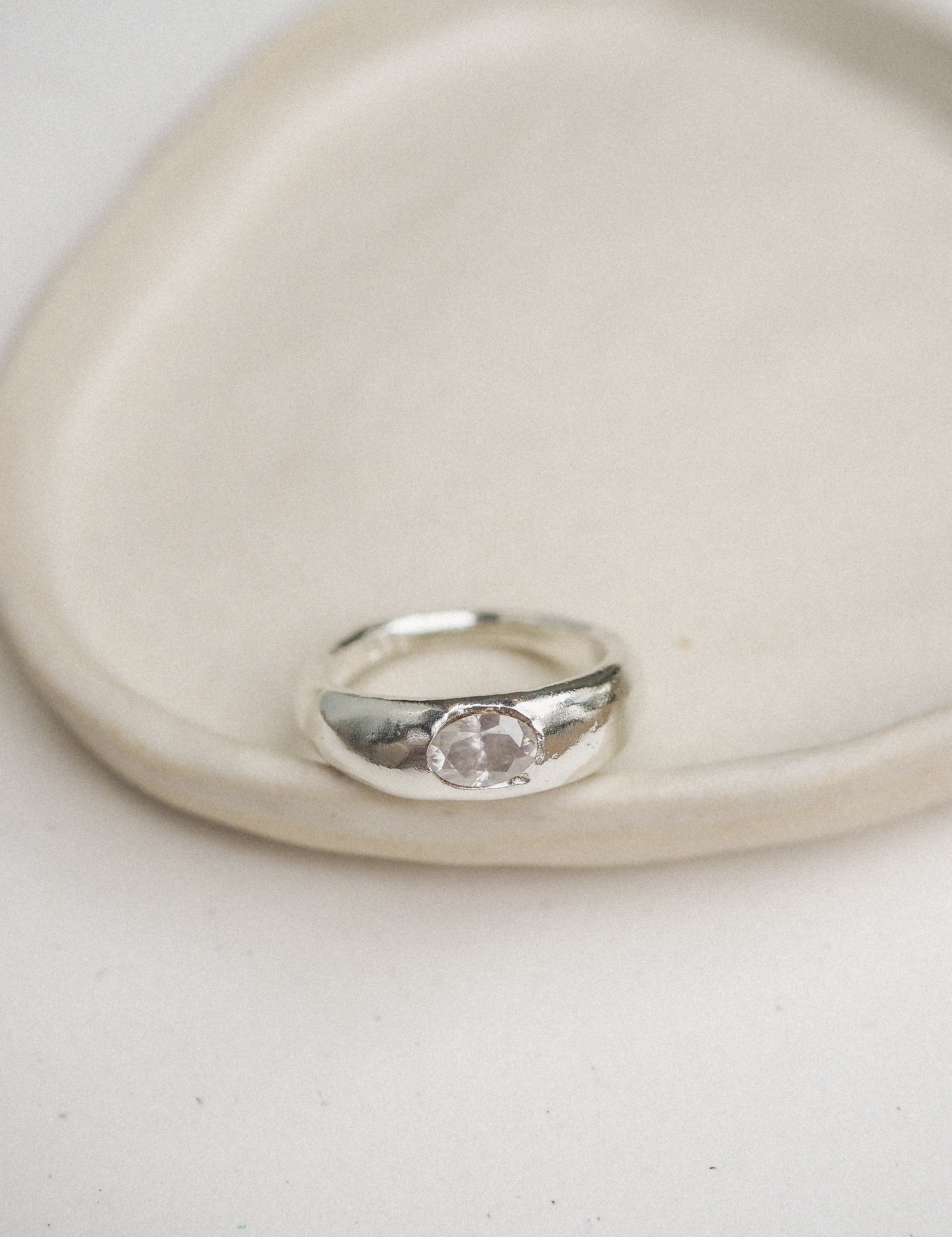 silver wide set-in-stone rings