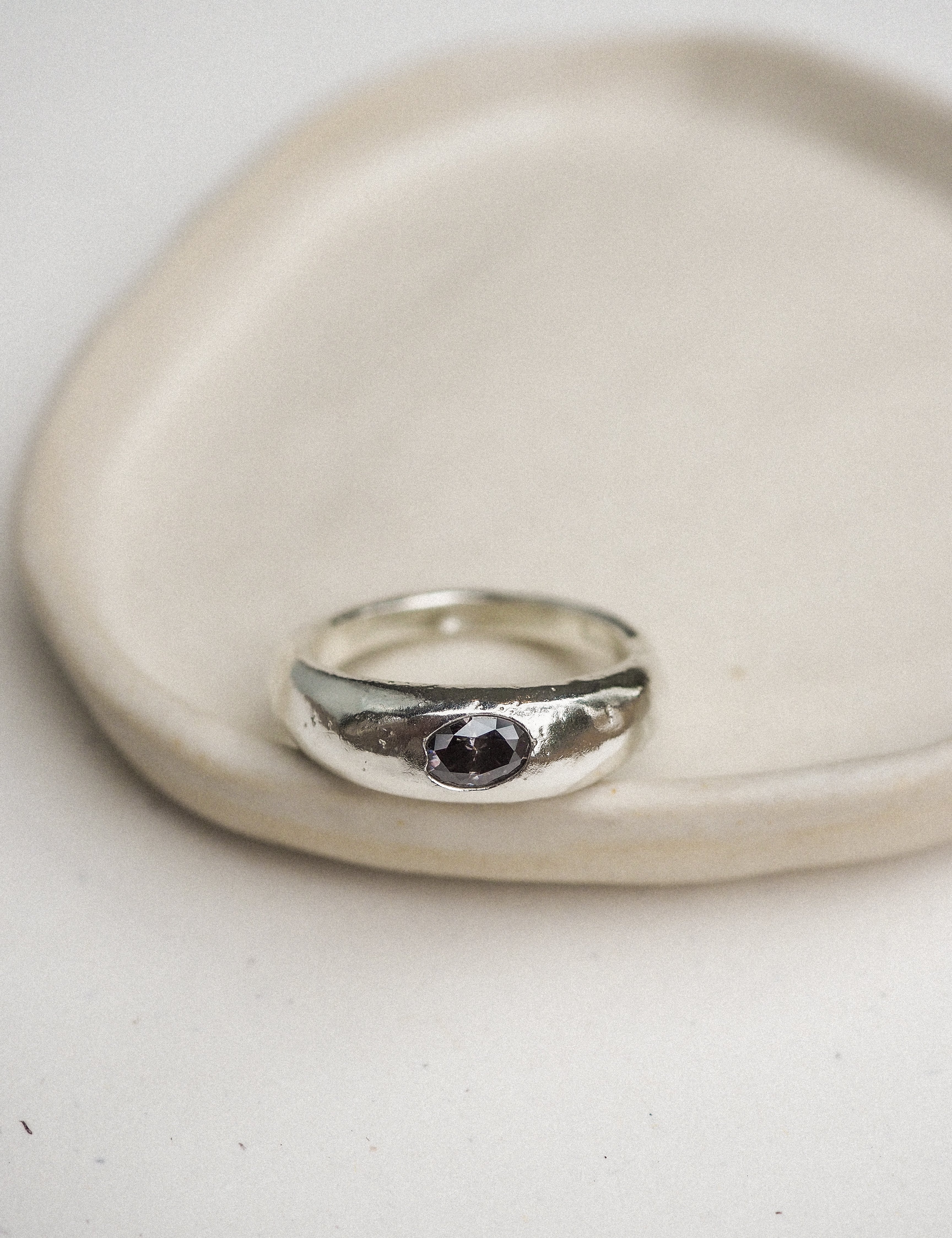 silver wide set-in-stone rings
